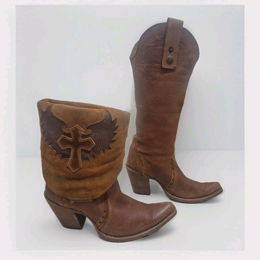 CORRAL Women's Cross Lizard Boots Size 6M Cuffed Pointed Toe Cowgirl  C2213